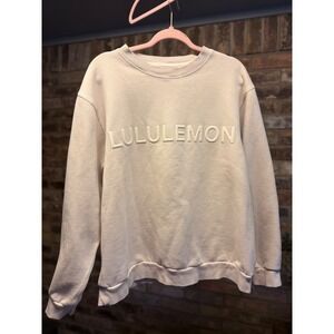 SOLD Lululemon Steady State Crewneck Sweatshirt Bone Embossed Logo Unisex XL